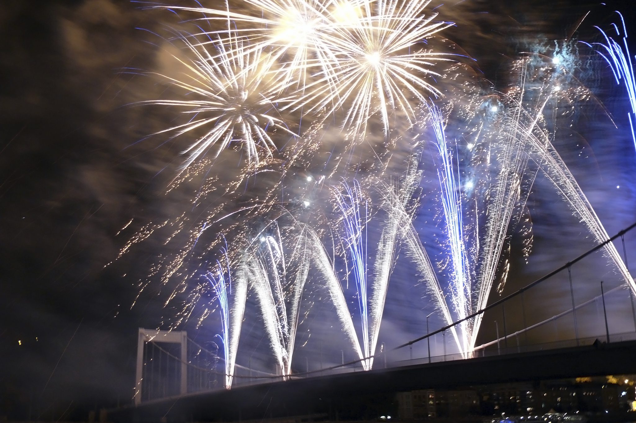 Fireworks on the bridge